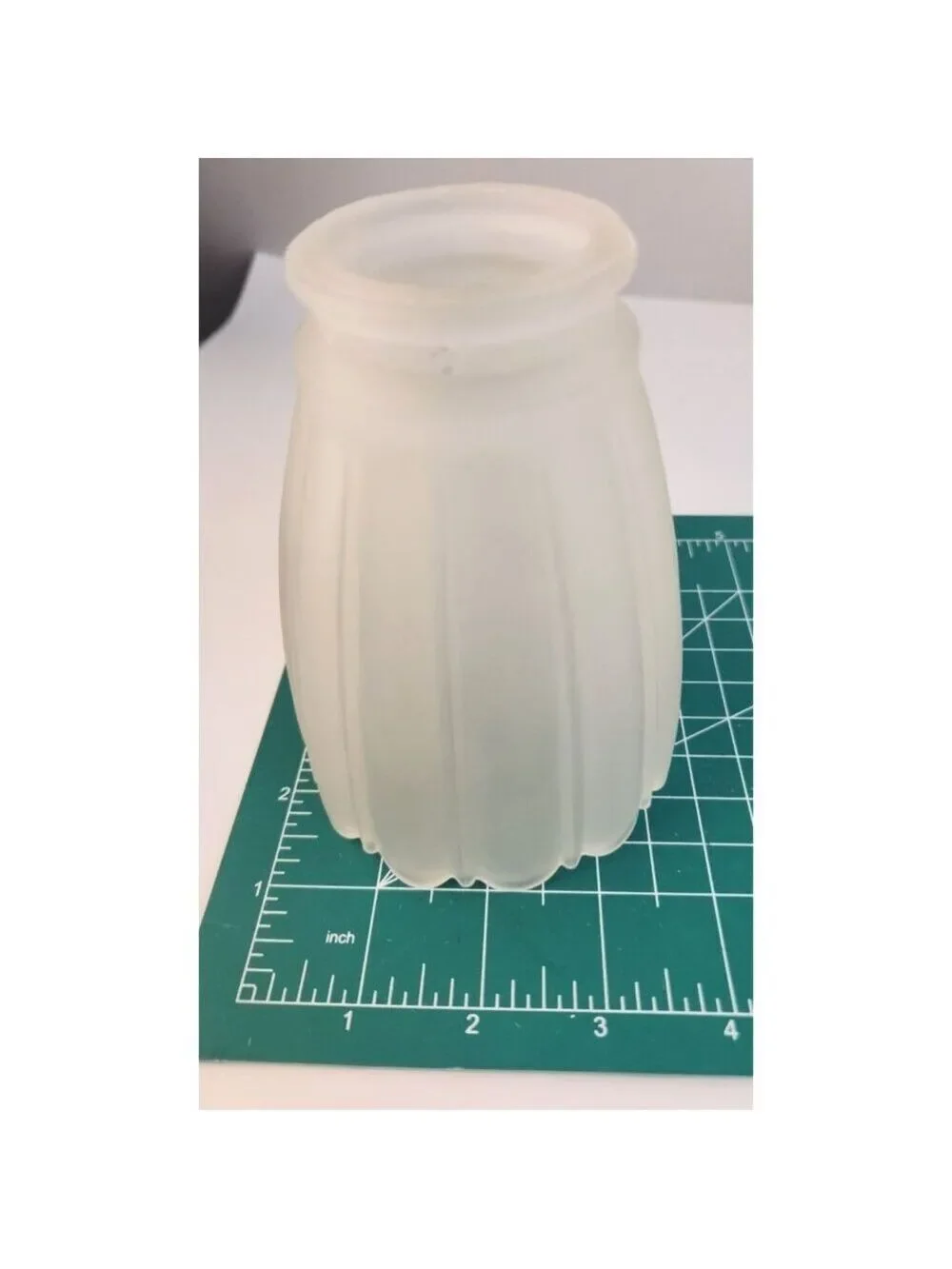 Vintage Frosted Glass Light Shade 4.5 Inch, Scalloped Chandelier Bulb Cover, Ret